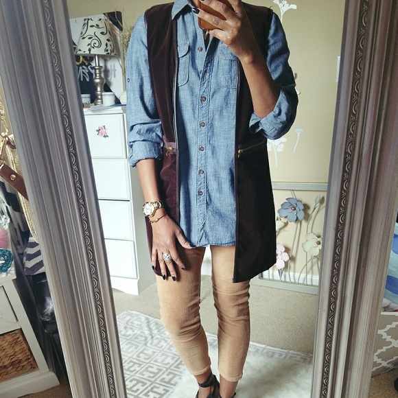 Open Front Faux Leather Vest Career Casual - Picture 1 of 8